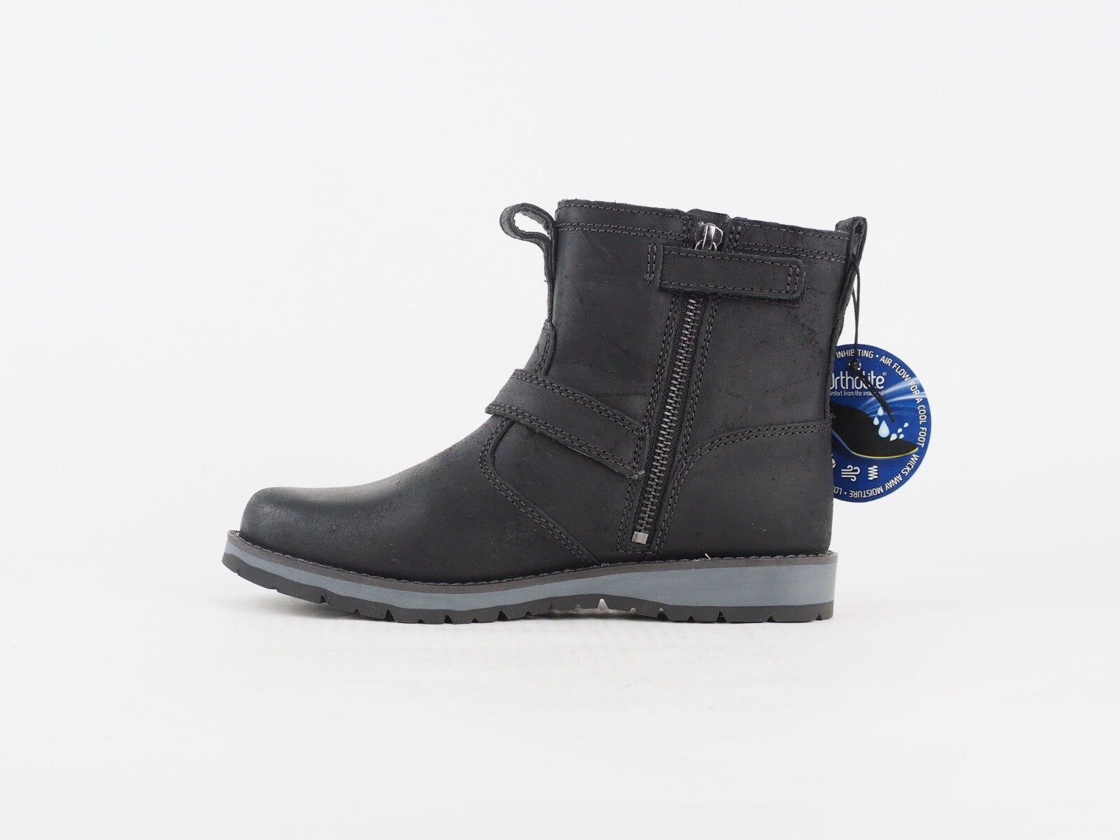 Boys Timberland KidderHill A19X5 Black Leather Zip Up Warm Winter Ankle Boots