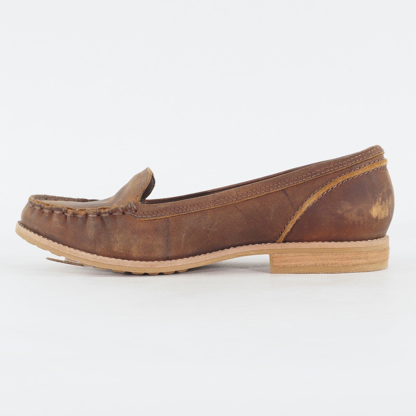 Womens Timberland Thayer 8562R Brown Leather Shoes Casual Slip On Loafers