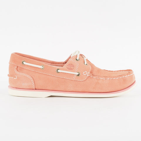 Womens Timberland Classic A1P37 Medium Pink Leather Casual Lace Up Boat Shoes