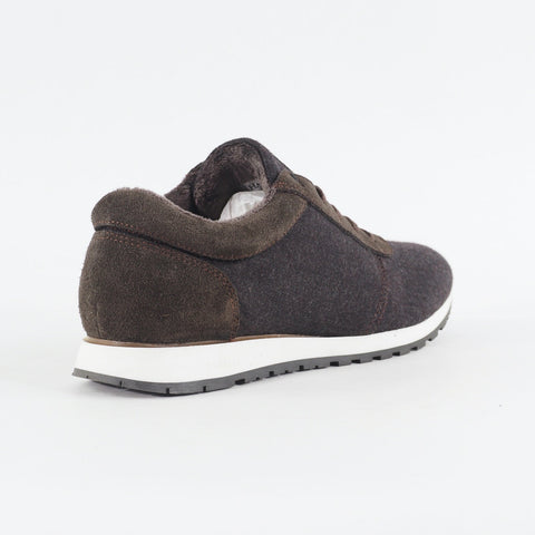 Mens Hackett Fox Run Sole 898DK Dark Brown Lace Up Casual Walking Fabric Shoes