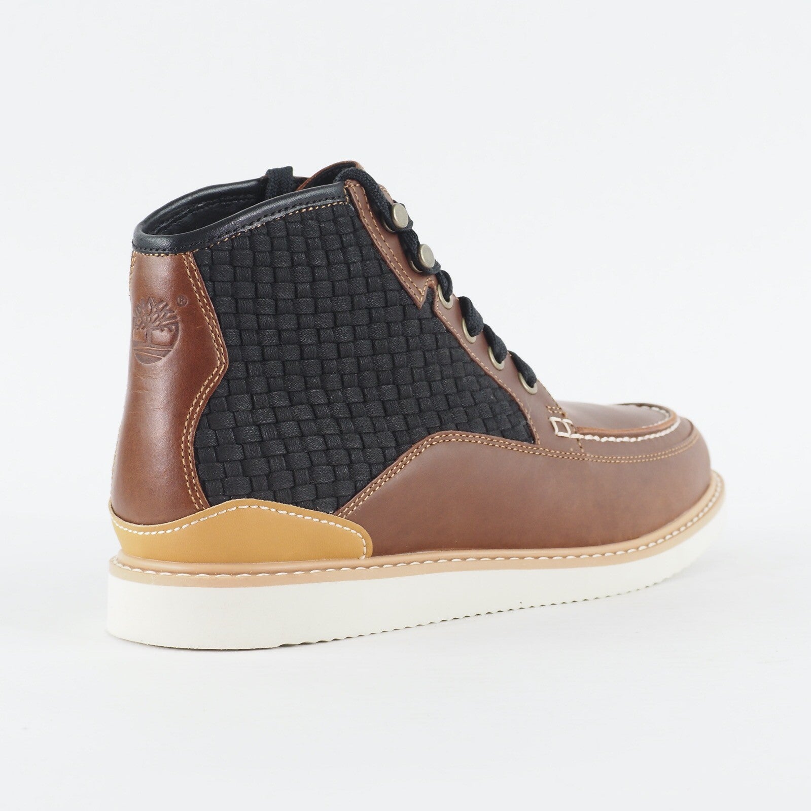 Mens Timberland Newmarket A17A3 Brown / Black Leather Fabric Lace Up Boots