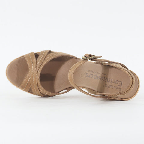 Womens Timberland Maeslin Buckle 8046R Brown Leather Cork Wedge Heeled Sandals