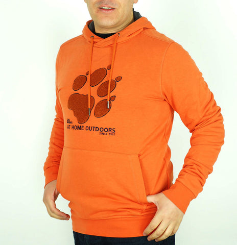 Mens Jack Wolfskin 1708341 Paw Logo Saffron Orange Warm Hoodie