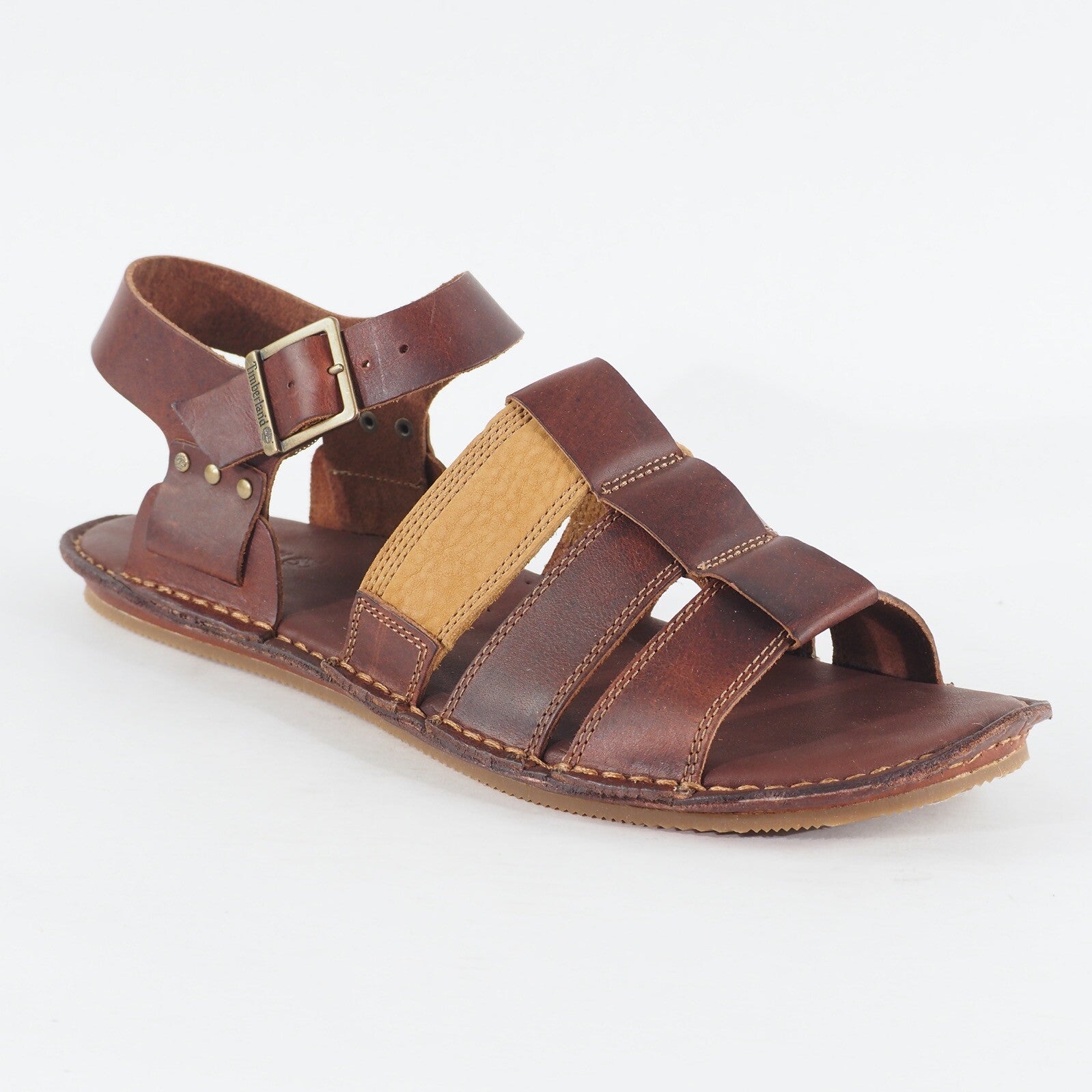 Mens Timberland Earthkeepers Fisherman 5145A Brown Leather Buckle Casual Sandals