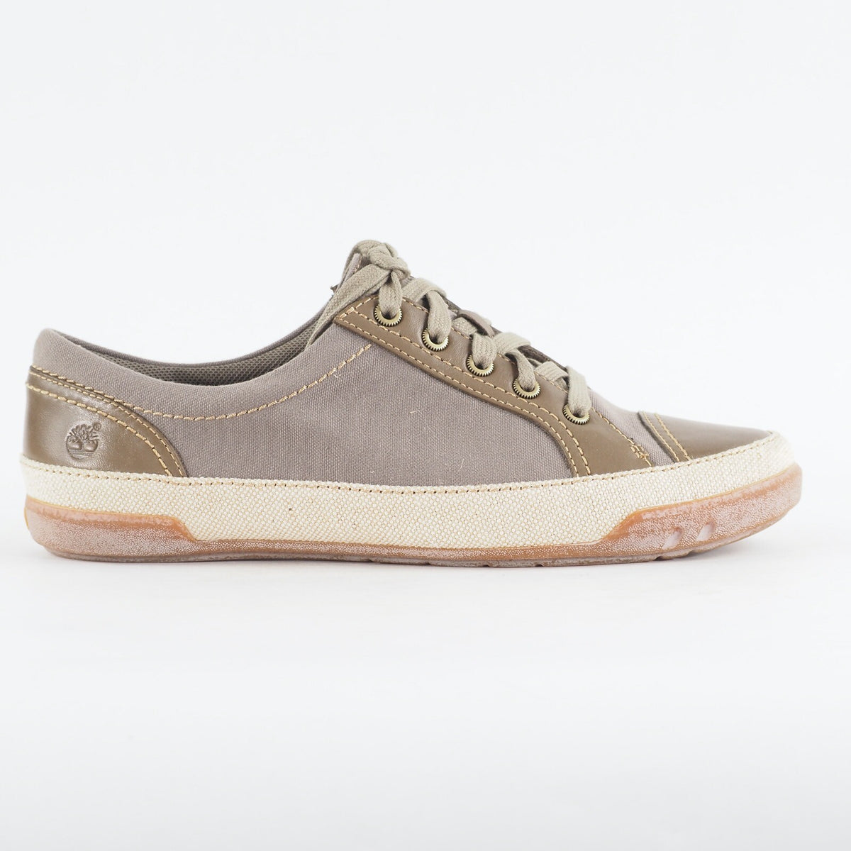 Womens Timberland Northport Oxford 3962R Olive Canvas Leather Flat Lace Up Shoes