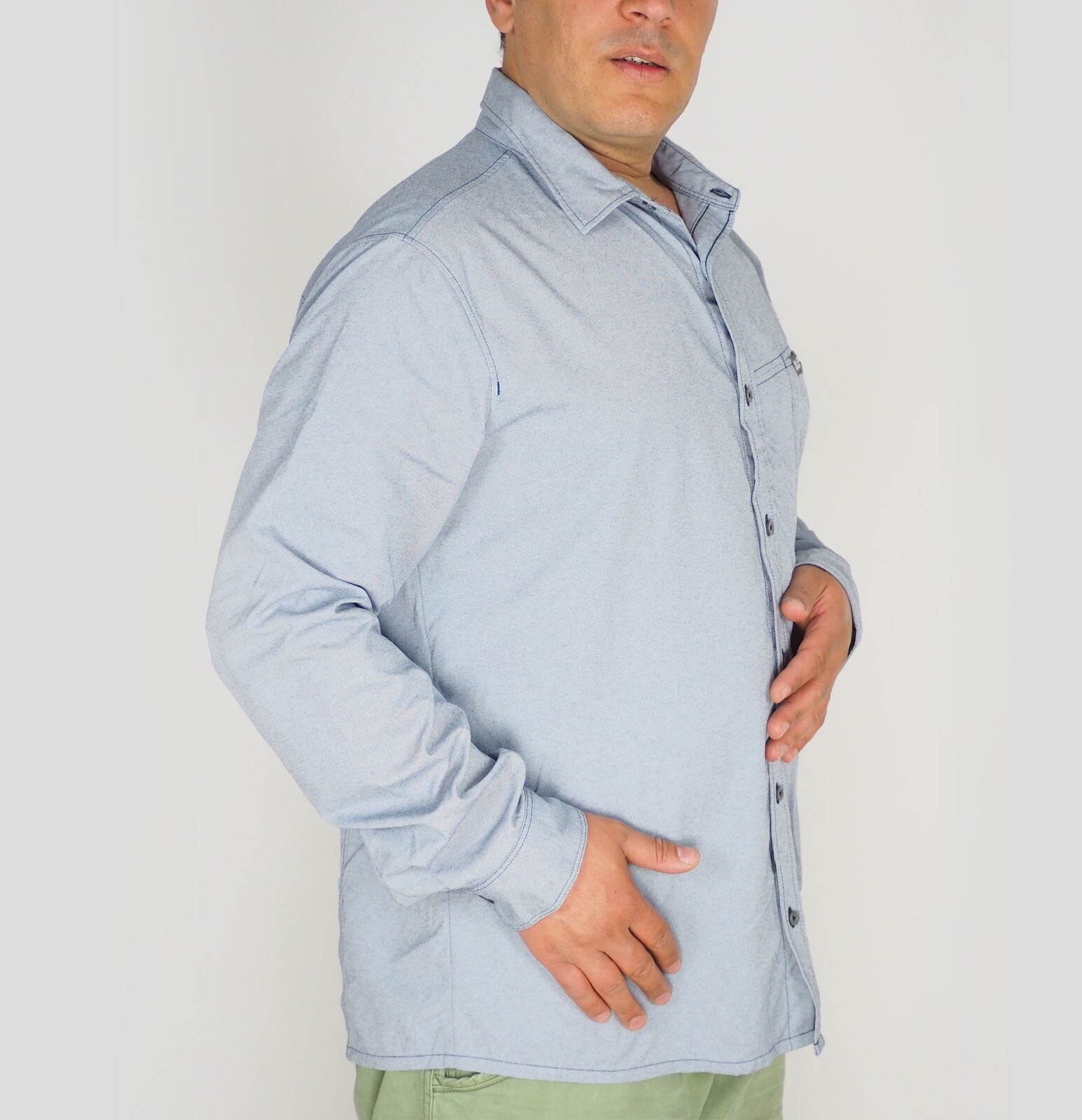 Mens Jack Wolfskin Mackay 1401881 Night Blue Long Sleeve Shirt 