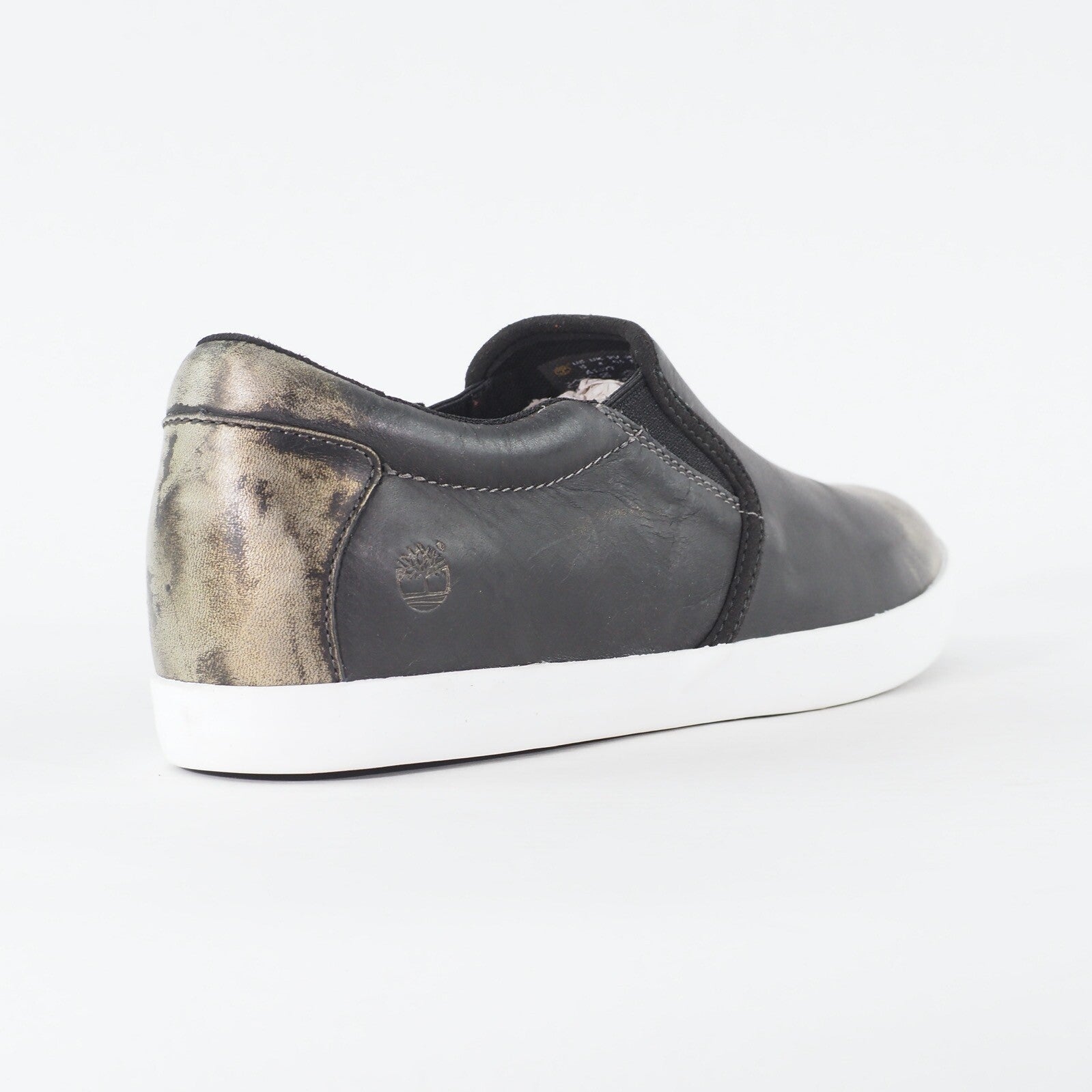 Womens Timberland Ek Glastenbury A137T Black Distressed Leather Slip On Shoes