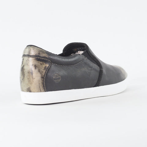 Womens Timberland Ek Glastenbury A137T Black Distressed Leather Slip On Shoes