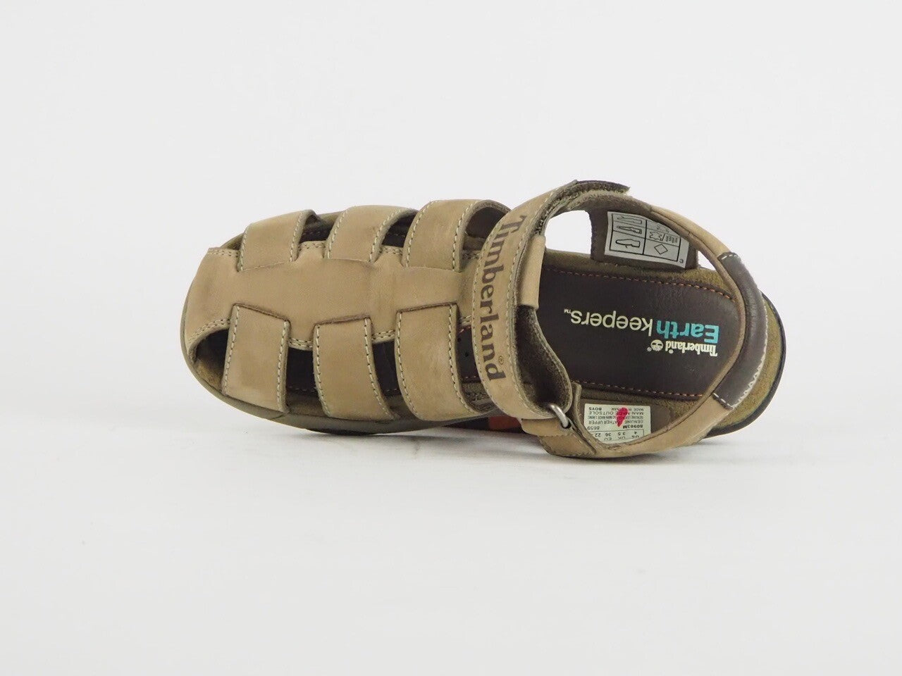 Juniors Timberland Oyster River 80983 Beige Leather Touch Fasten Casual Sandals