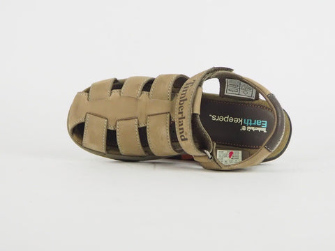Juniors Timberland Oyster River 80983 Beige Leather Touch Fasten Casual Sandals