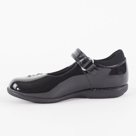 Girls Clarks Trixi Candy Pre Black Leather Single Strap School Walking Shoes