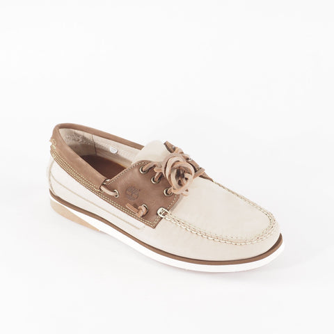 Mens Timberland Atlantis Boat Nubuck A2QGX Beige Leather Lace Walking Shoes