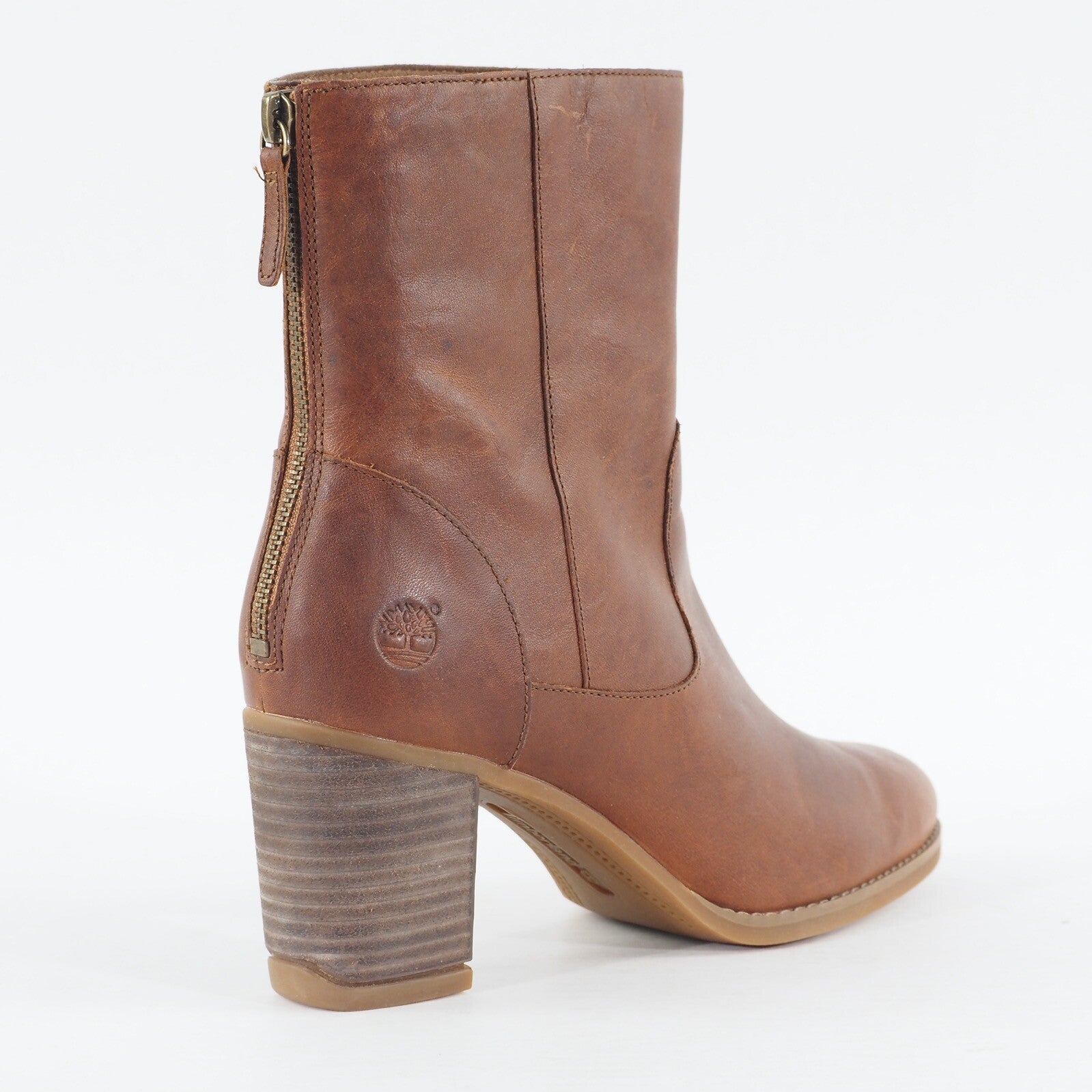 Womens Timberland Atlantic Heights A16D1 Medium Brown Zip Up Heeled Mid Boots