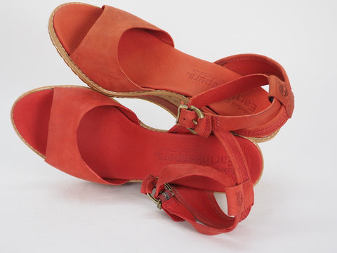 Womens Timberland Maeslin 8042R Red Leather Ankle Strap Platform Sandals UK 5