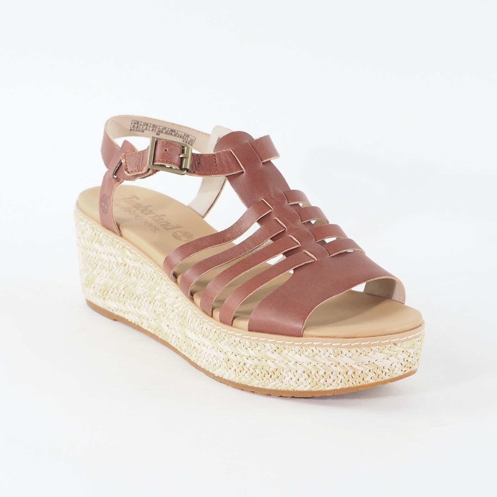 Womens Timberland EK Rdgval Fisherman 8000B Brown Leather Casual Wedge Sandals