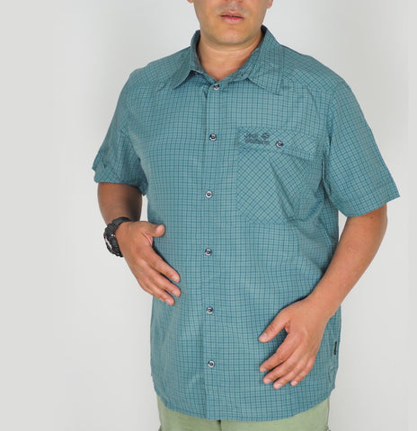 Mens Jack Wolfskin 5009321 North Atlantic Checks Short Sleeved Shirt 