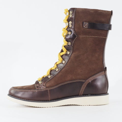 Womens Timberland Brattle Tall 18655 Dark Brown Leather Lace Up Mid Casual Boots