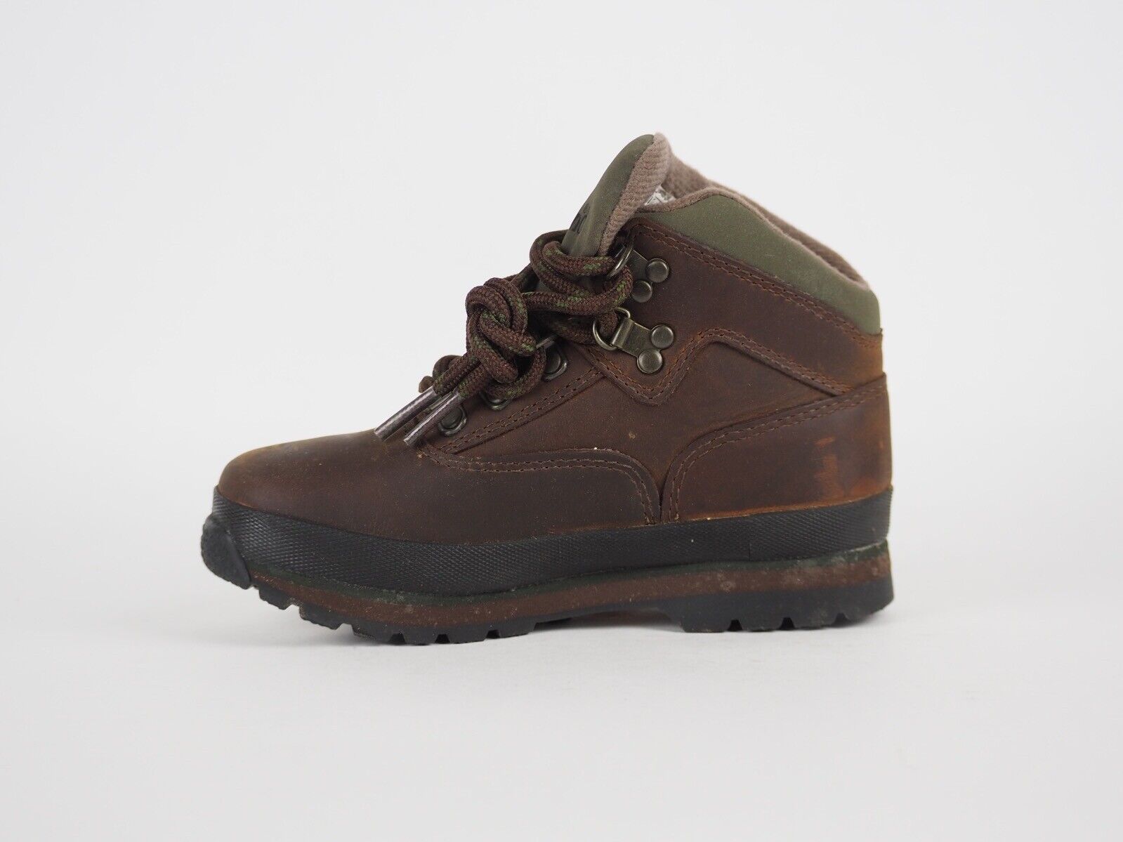 Infants Timberland Euro Hiker 95855 Dark Brown Leather Lace Up Baby Hiking Shoes