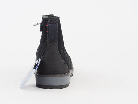 Boys Timberland A18F5 Black Leather Zip Up Casual Chelsea Boots