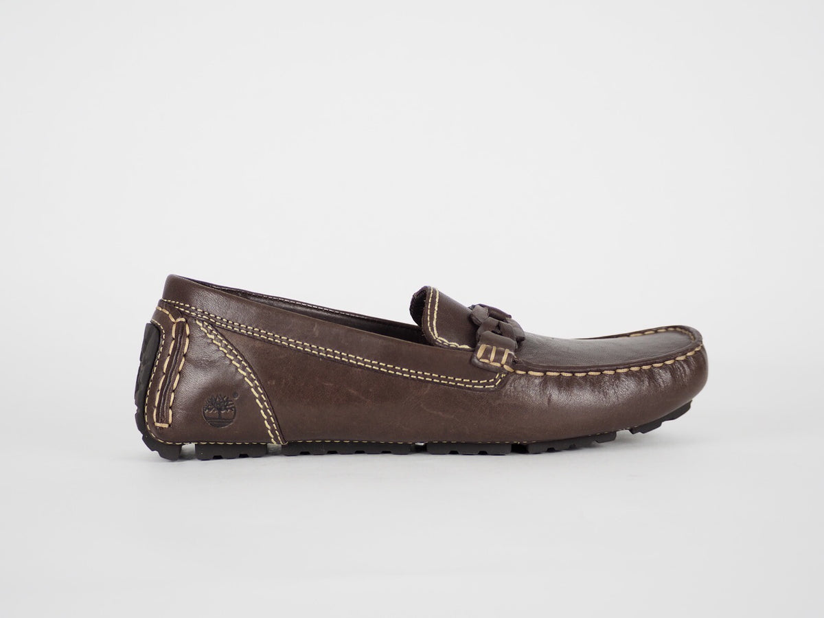 Womens Timberland Links Driver 63623 Dk Brown Leather Slip On Loafer Shoes