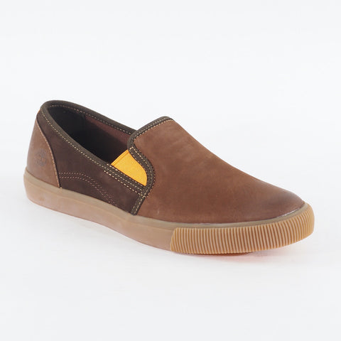 Mens Timberland Glastenbury A12OW Dark Brown Leather Slip On Casual Shoes