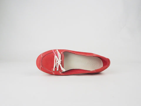Womens Timberland Ek Belle Island 8952 RM Red Leather Loafet Slips On Shoes