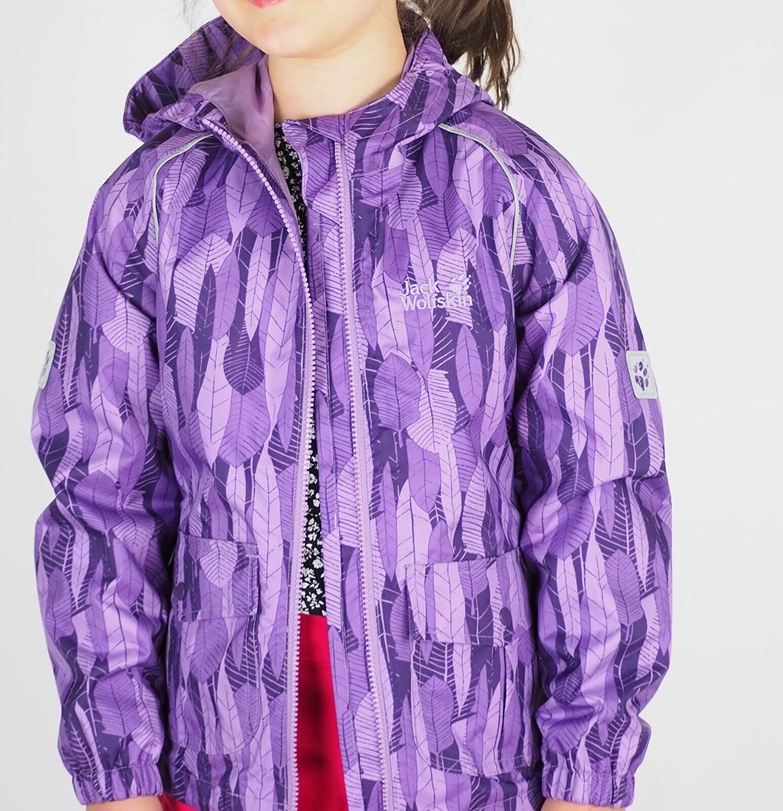 Girls Jack Wolfskin Conkers 1603602 Wisteria All Over Print Waterproof Jacket