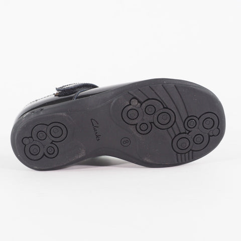 Girls Clarks Trixi Candy Pre Black Leather Single Strap School Walking Shoes