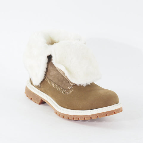 Womens Timberland Authentics 26648 Taupe Leather Lace Up Casual Furr In Boots