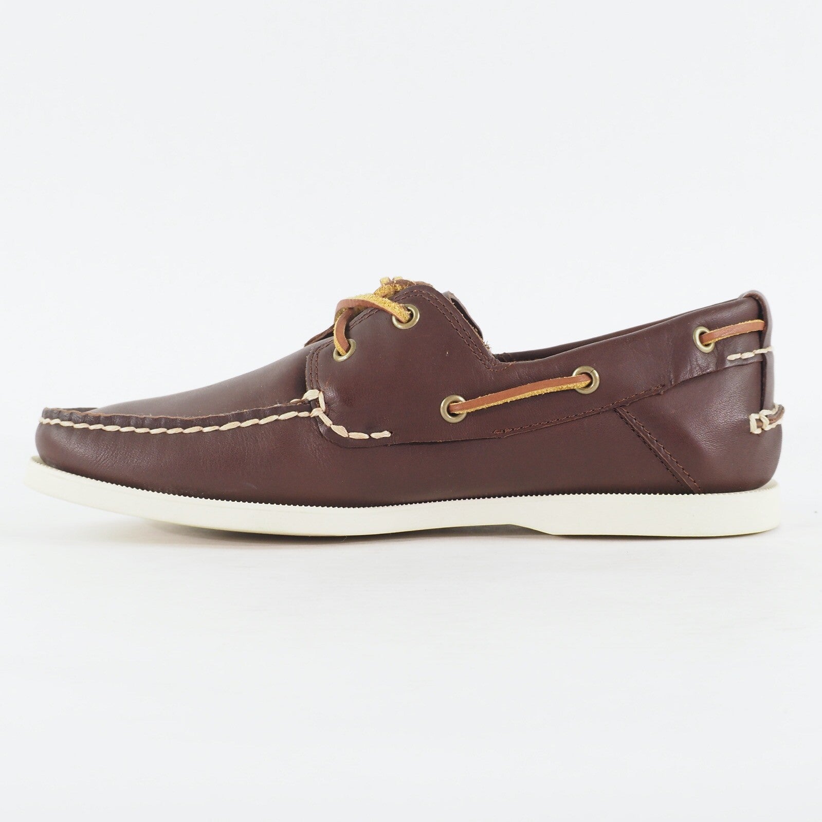 Mens Timberland Heritage 2-Eye 6501R Brown Leather Lace Up Casual Boat Shoes