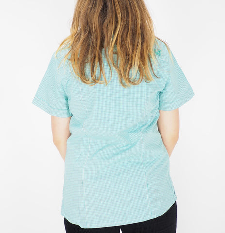 Womens Jack Wolfskin 1401611 Green Lake Checks Button Up Shortsleeve Shirt