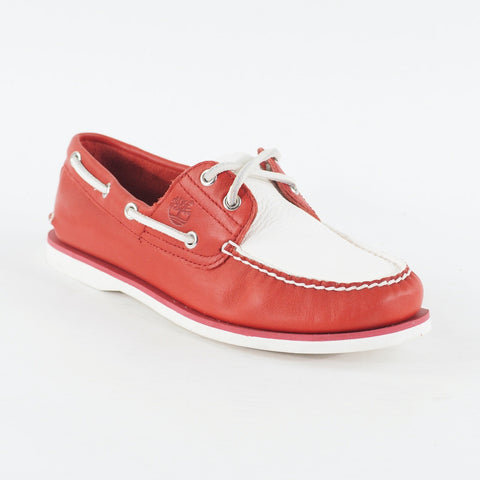Mens Timberland Limited Edition A153X White / Red Leather Lace Casual Boat Shoes