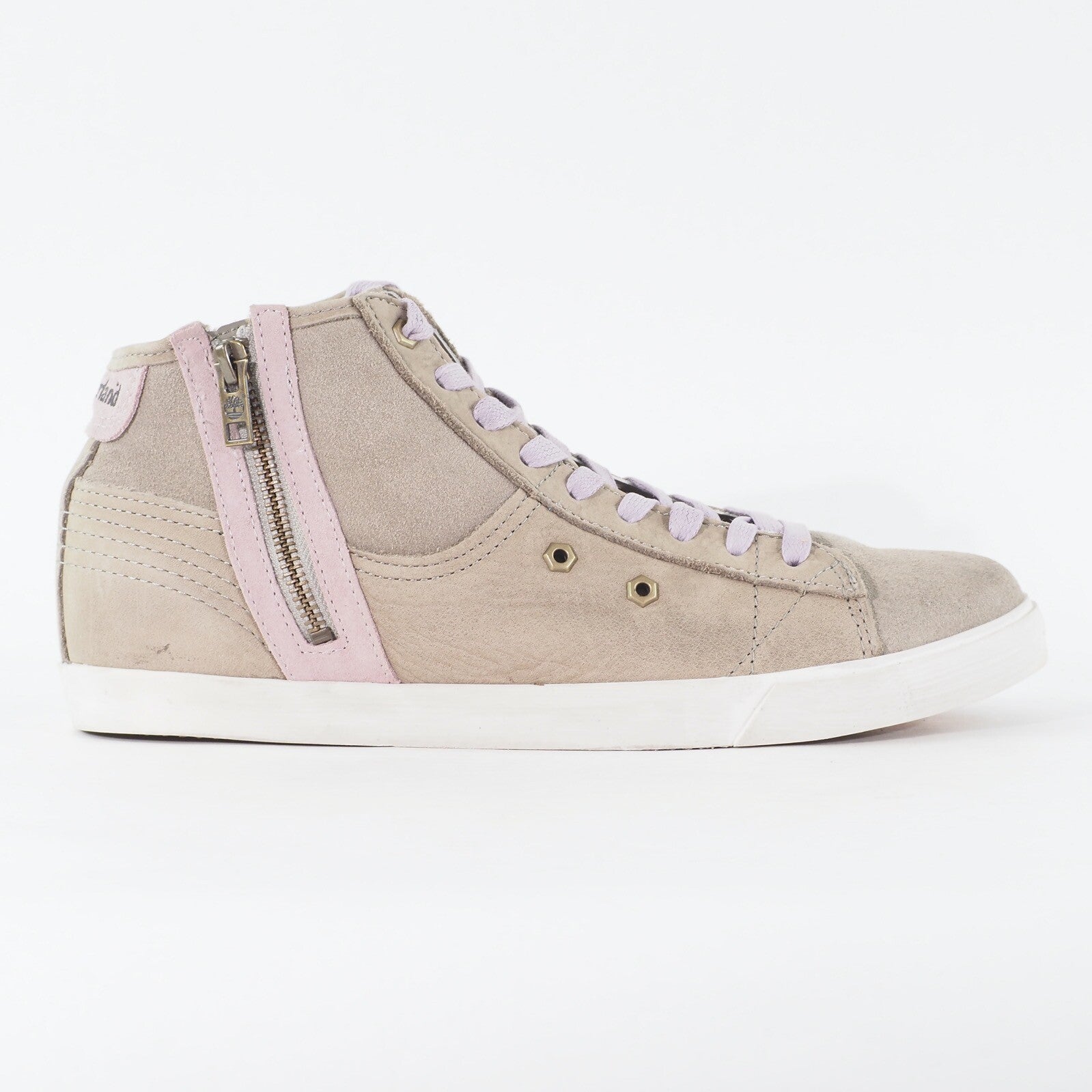 Womens Timberland EK Glastenbury Chukka 8438A Beige Leather Zip Up Casual Boots