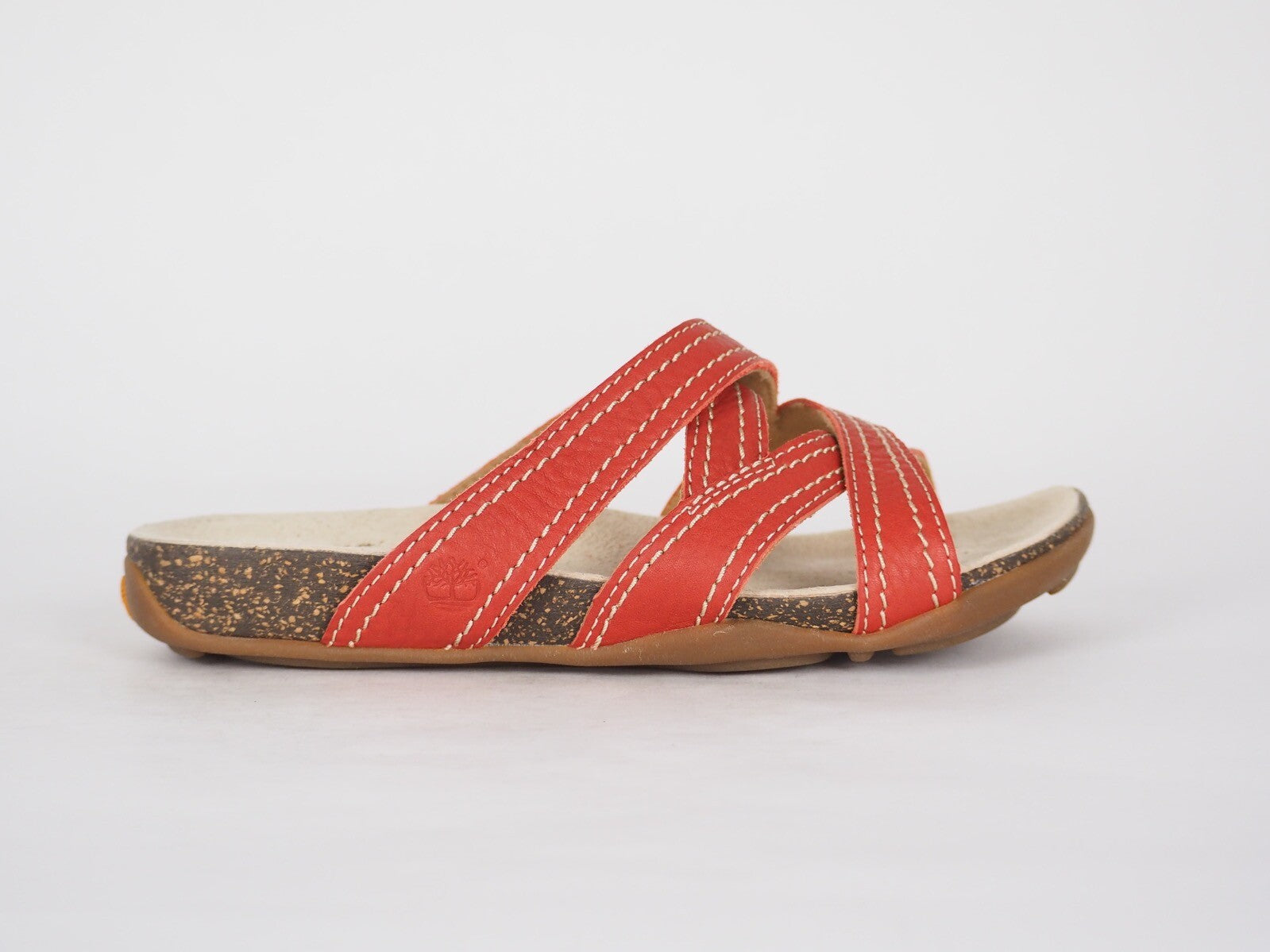 Womens Timberland Earthkeepers 3860R Red Leather Sliders Casual Summer Slippers