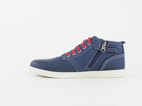 Boys Timberland EK Groveton 3291A Dark Blue Leather Casual Side Zip Chukka Boots