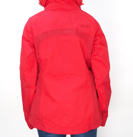 Womens Jack Wolfskin Topaz 5005471 Red Fire Zip Up Hooded Warm Hiking Jacket