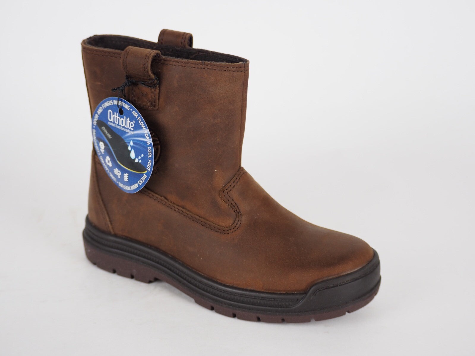 Boys Timberland Ramble Wild A1CM9 Brown Leather Pull On Winter Ankle Boots