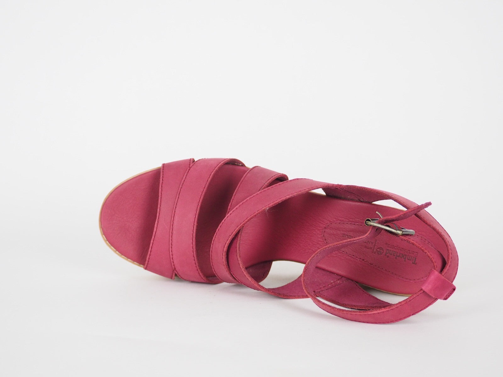 Womens Timberland EK Danforth 8913R Dk Red Leather Strappy Wedge Sandals