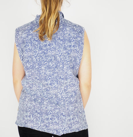 Womens Jack Wolfskin Wahia Print 1402081 Blue Indigo Button Up Sleeveless Shirt