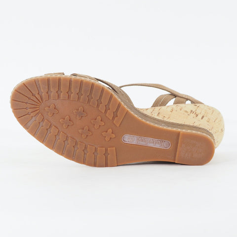 Womens Timberland Maeslin Buckle 8046R Brown Leather Cork Wedge Heeled Sandals