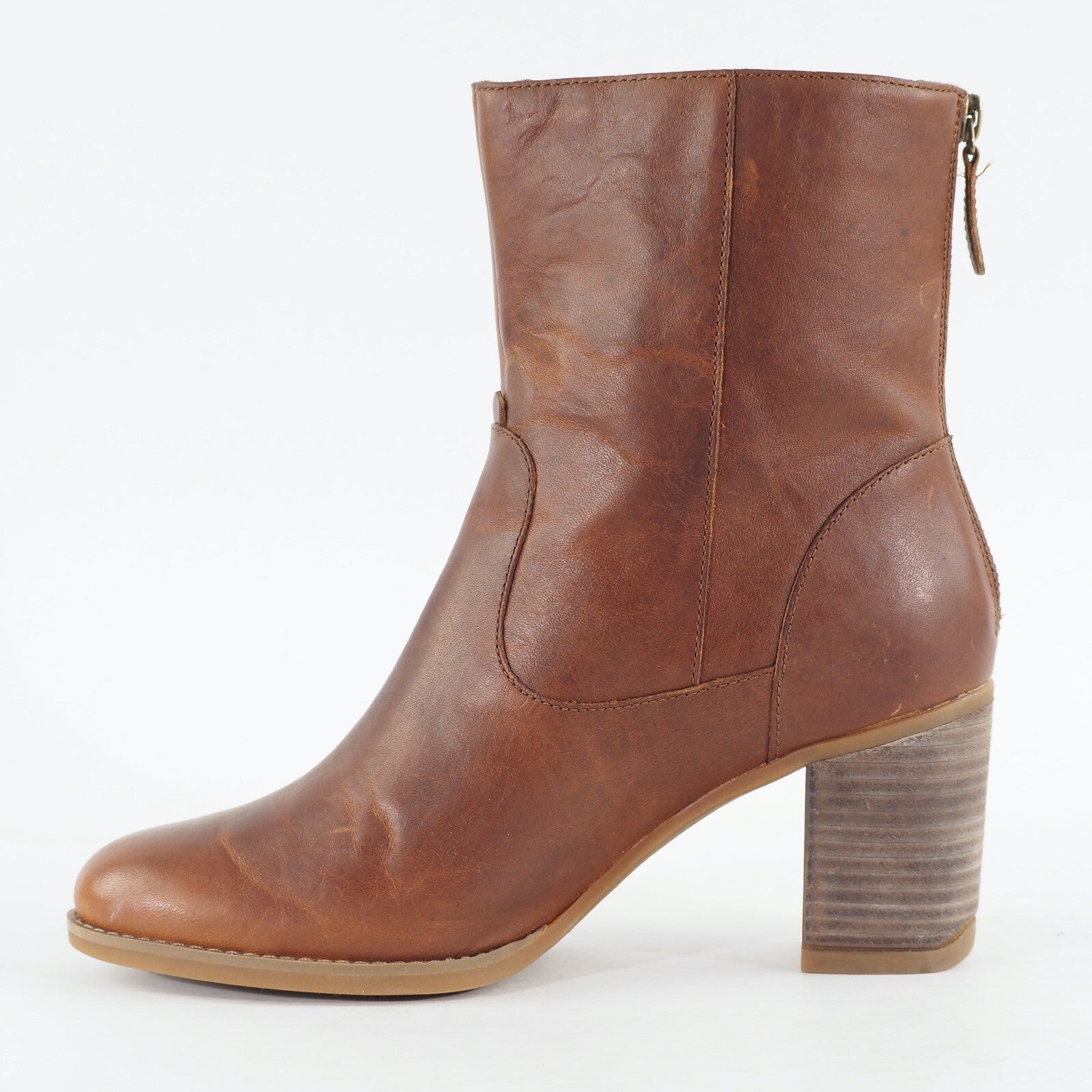 Womens Timberland Atlantic Heights A16D1 Medium Brown Zip Up Heeled Mid Boots