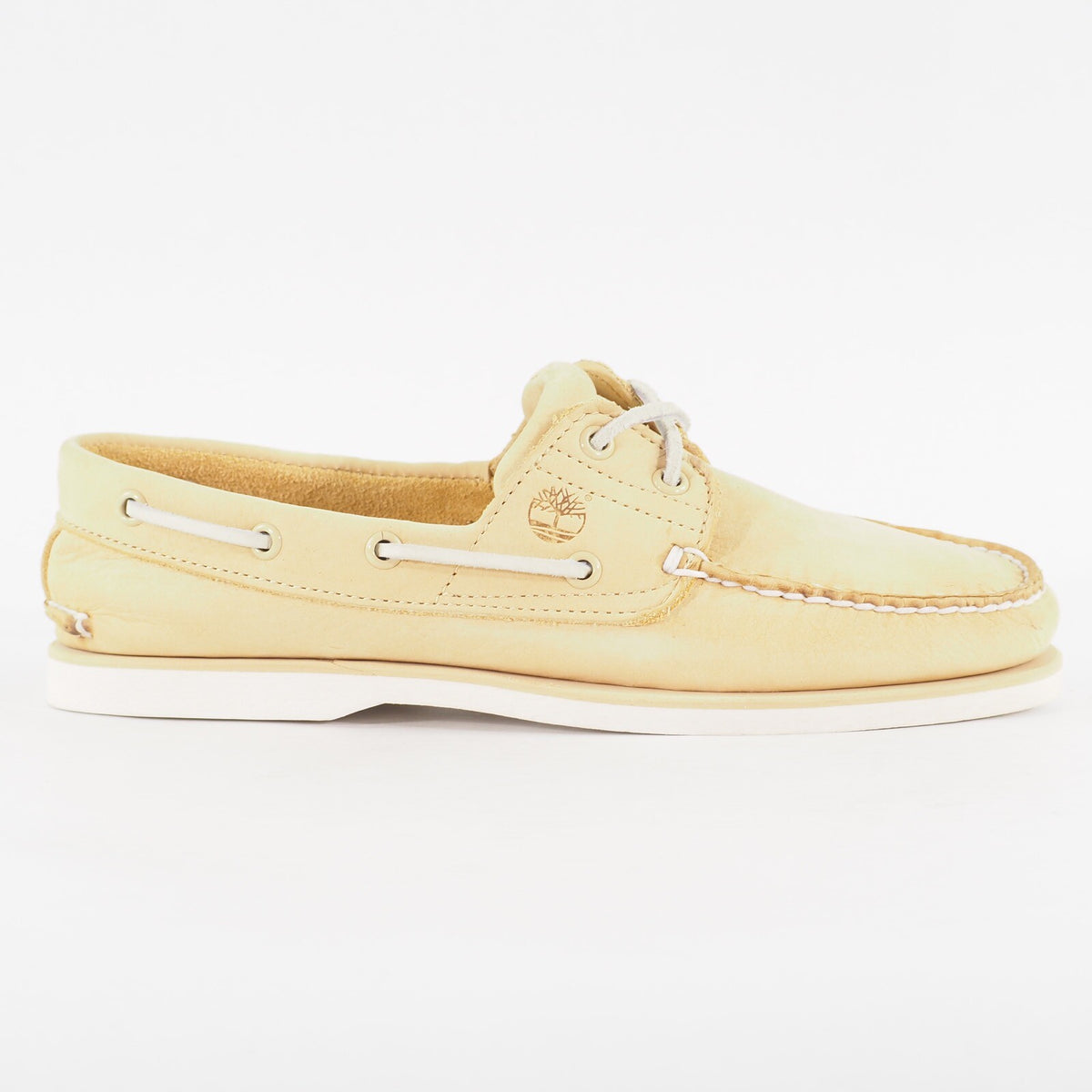 Mens Timberland Classic 2 Eye A1LKO Light Yellow Leather Lace Casual Boat Shoes