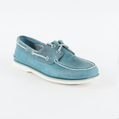 Mens Timberland Classic 2 Eye 29596 Teal Leather Lace Up Casual Boat Shoes