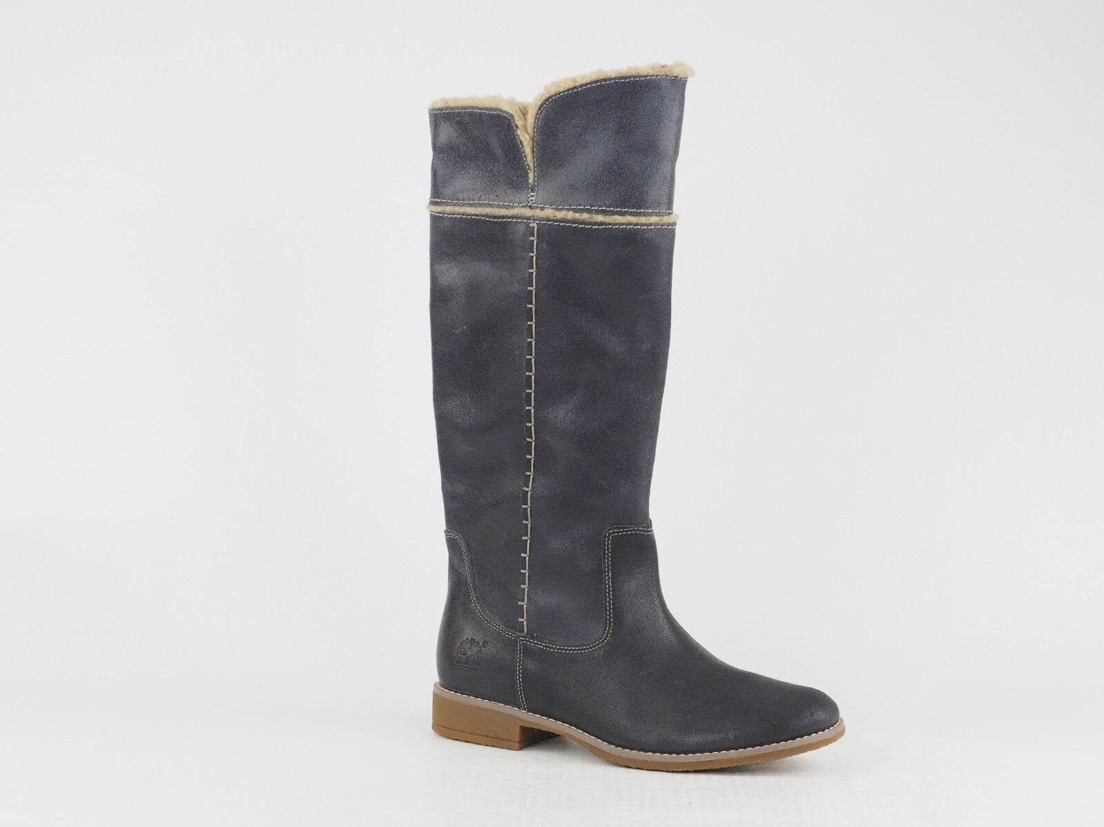 Womens Timberland Shoreham 25668 Grey Leather Fold Down Warm Shoes Winter Boots
