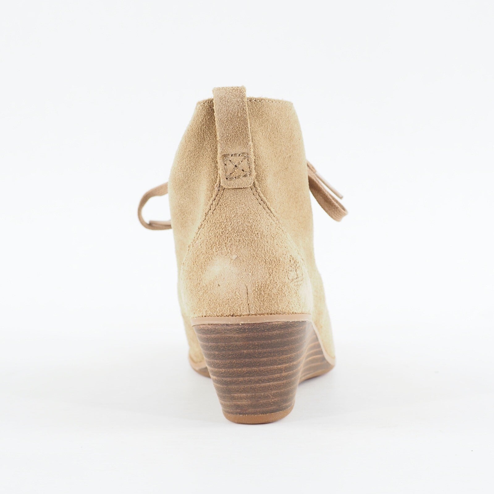 Womens Timberland Premium 8605R Light Brown Leather Lace Up Wedge Ankle Boots