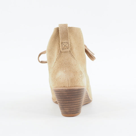 Womens Timberland Premium 8605R Light Brown Leather Lace Up Wedge Ankle Boots