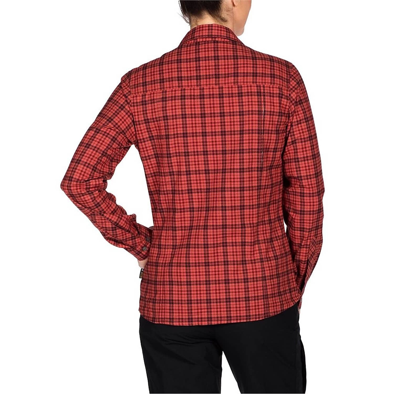 Womens Jack Wolfskin Light Pepper Checks Red Ladies Long Sleeve Shirts