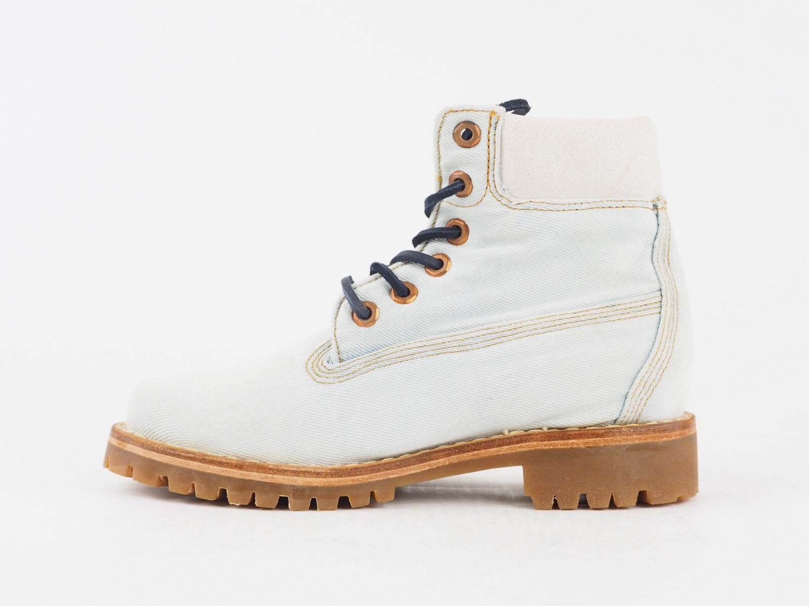 Womens Timberland 6In Premium Denim Blue Jeans A1G83 Lace Up Ankle Ladies Boots