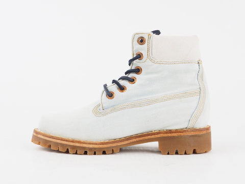 Womens Timberland 6In Premium Denim Blue Jeans A1G83 Lace Up Ankle Ladies Boots