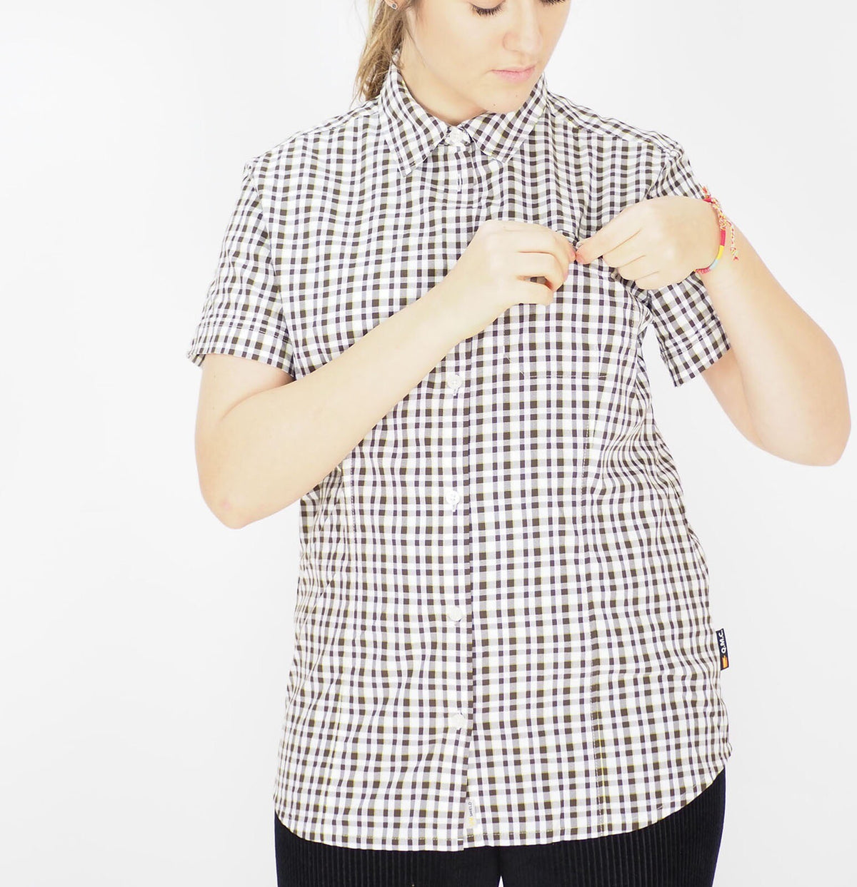 Womens Jack Wolfskin Flaming Vent 1401641 Siltstone Checks Basic Casual Shirt